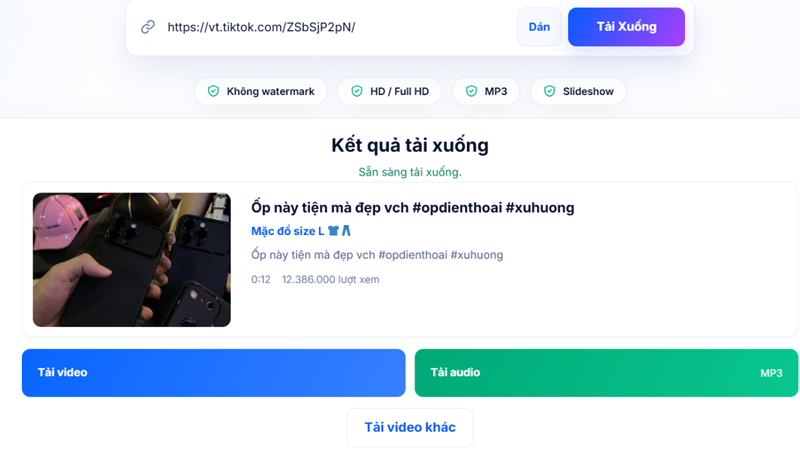Tải video tiktok trên máy tính bằng Snaptik